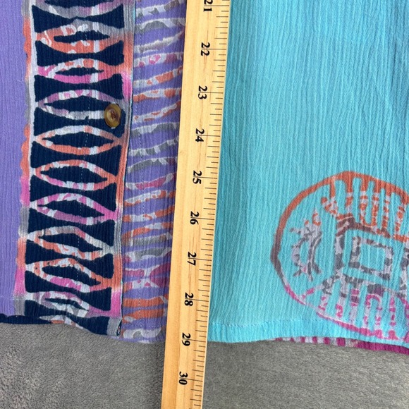 Soft Surroundings S Purple Blue Abstract Button Front Tunic Top Boho Festival - Picture 4 of 10
